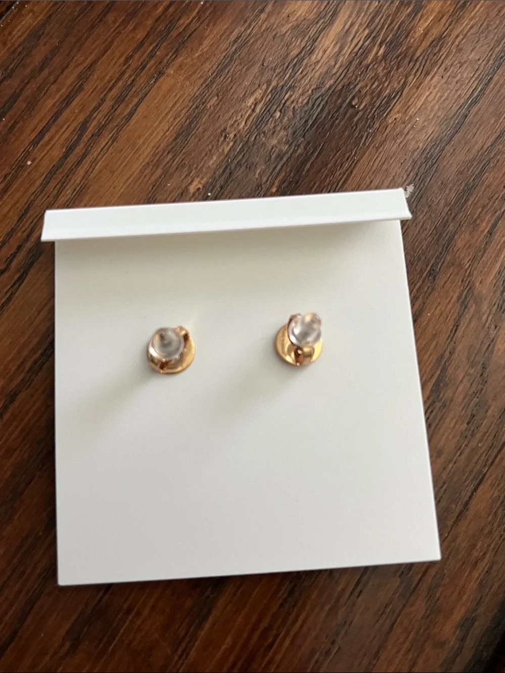Tory Burch Gold and Navy Blue Round Logo Stud Earrings